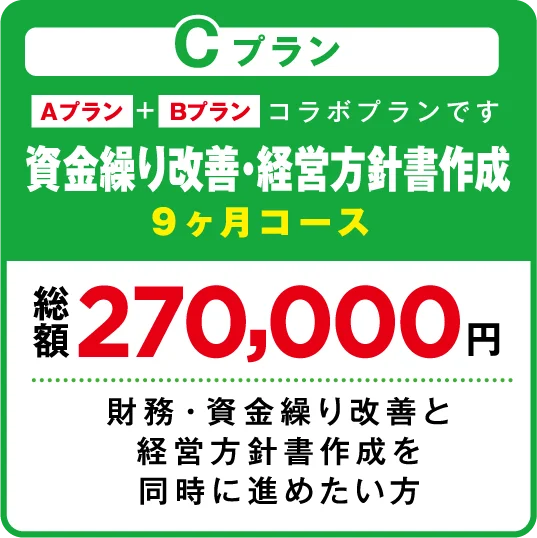 資金繰り改善・経営方針書作成 財務・資金繰り改善と経営方針書作成を同時に進めたい方